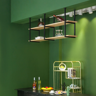 格栅板置物架北欧铁艺字餐厅吊架客厅吊柜厨房一吧台隔悬挂置物架