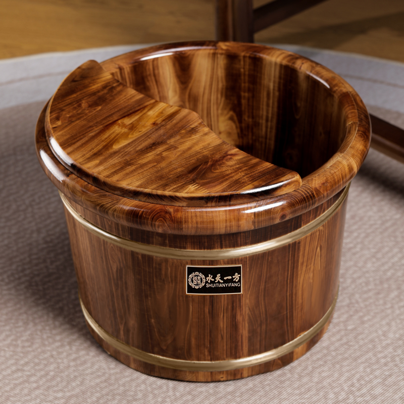 26高碳化泡脚桶木桶实木保温洗脚盆泡脚盆木盆家用养生木质足浴桶