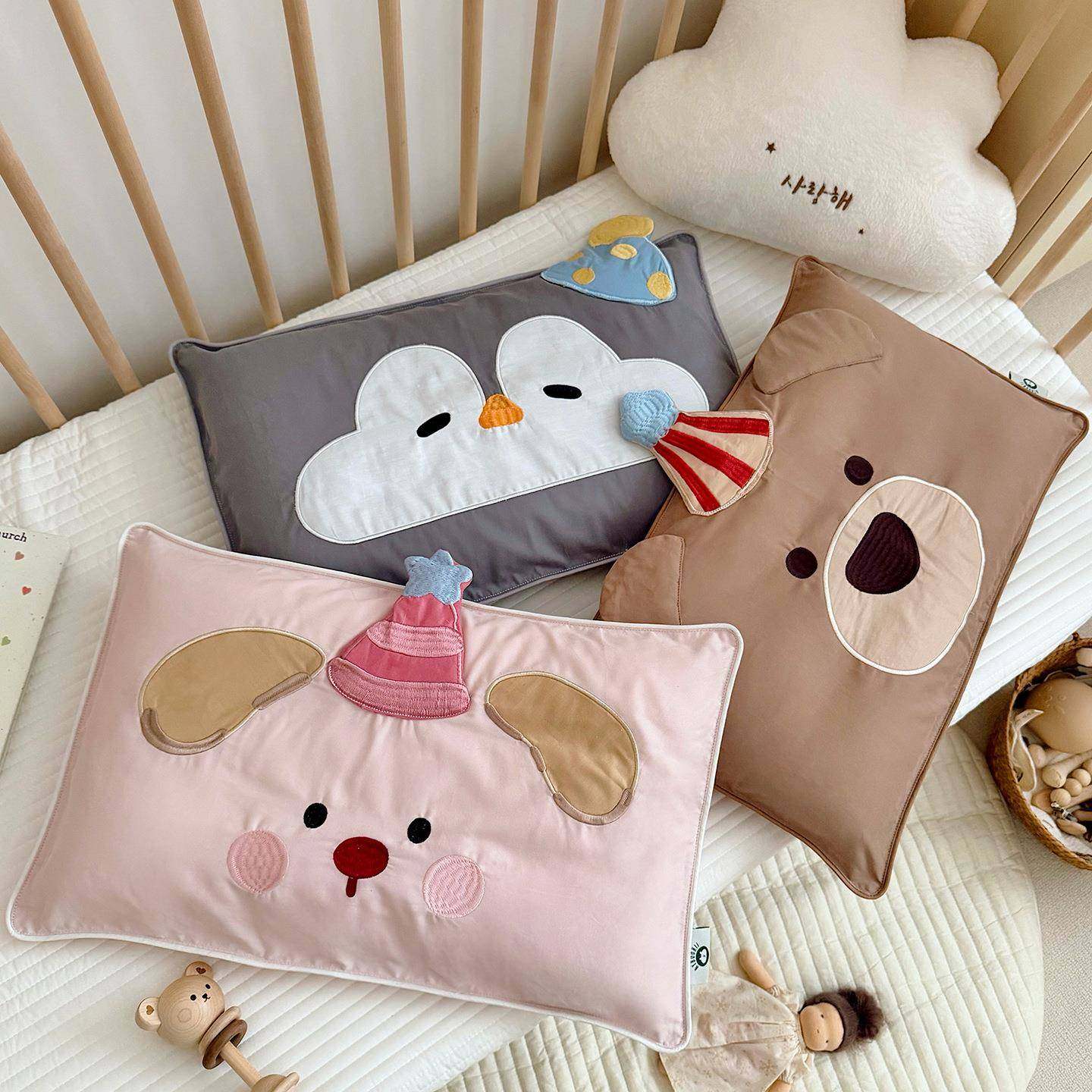 全棉磨毛儿童枕套30x50纯棉a类可爱造型枕幼儿园宝宝枕头套秋冬