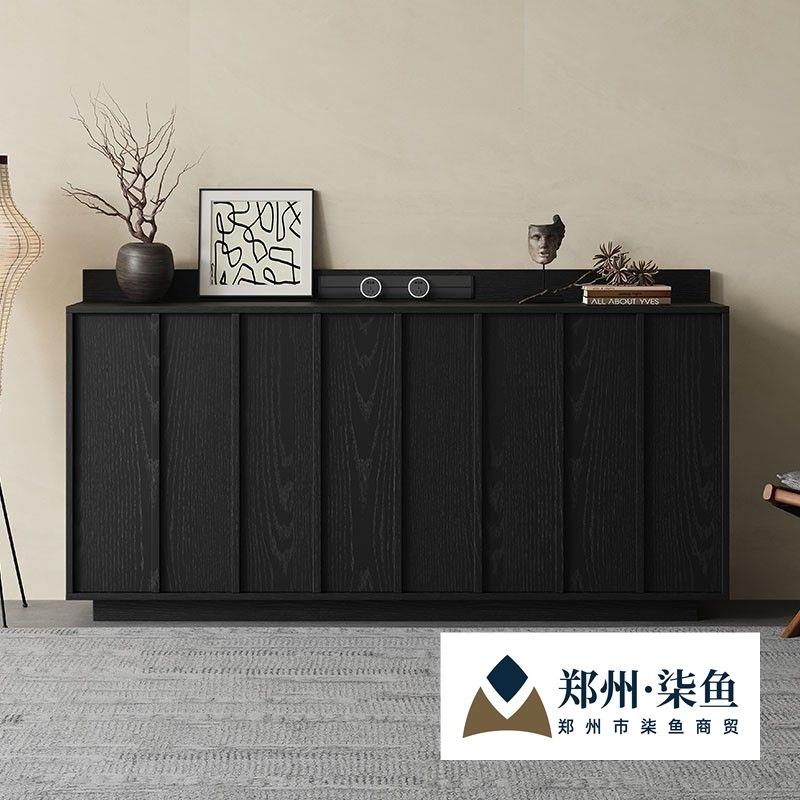 中古风餐边柜靠墙茶水柜矮柜意式极简实木储物柜复古斗柜收纳柜子