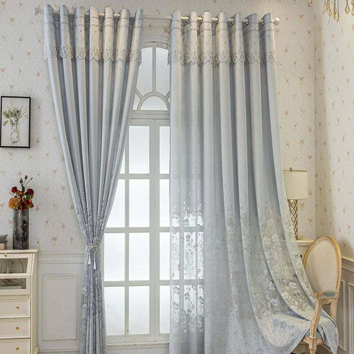 1PC新款繁华窗帘客厅卧室装饰窗帘个性装饰穿杆窗纱窗