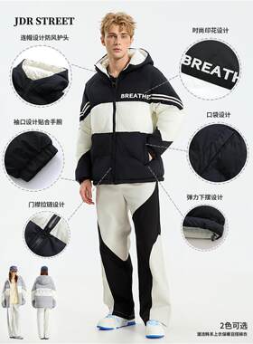 美式覆古潮牌连帽棉服男2