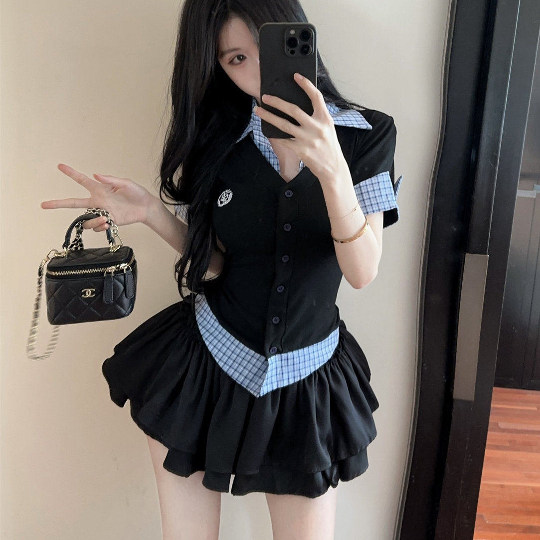韩系学院风jk制服格纹假