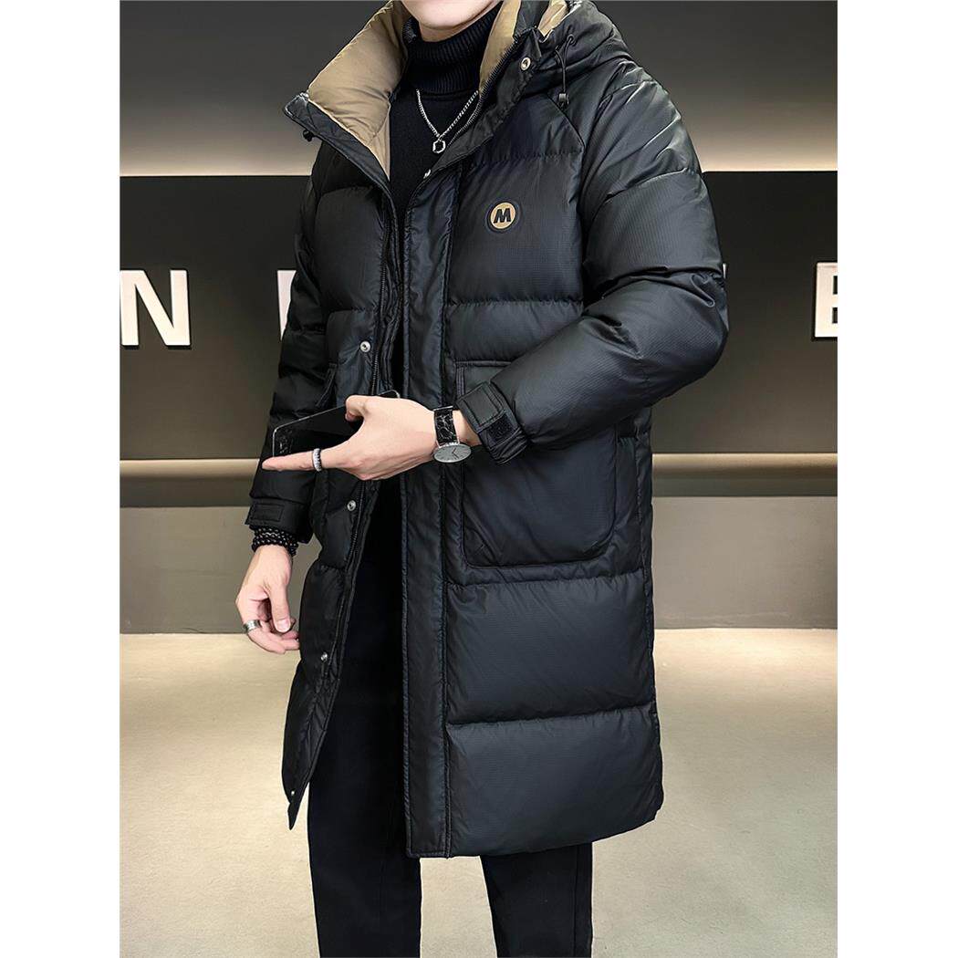 羽绒服男中长款冬季2025新款连帽休闲帅气时尚高端防水冬装外套男