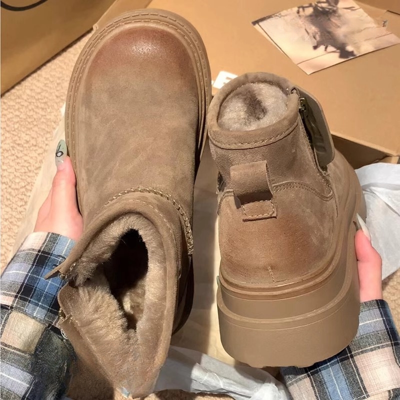 真皮厚底雪地靴女2025冬