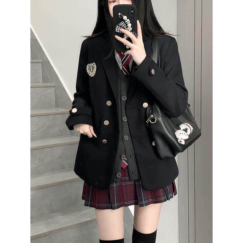 原创制服套装春秋正版黑