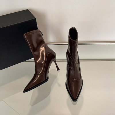 高跟尖头短靴2025年秋冬