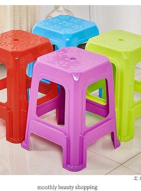 加厚LUS成人板家用塑塑料凳子简约高凳凳客厅餐桌方胶椅子塑料胶