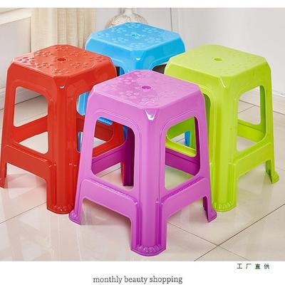 加厚LUS成人板家用塑塑料凳子简约高凳凳客厅餐桌方胶椅子塑料胶