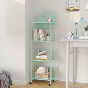 桌边儿童放书包置架可物移动阅读铁艺书架轮书收985柜纳带存放架