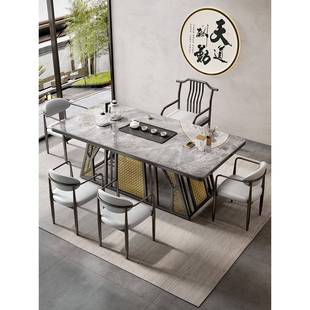 轻奢岩茶板桌椅组合现代室茶简约家用阳台小HVG茶台泡桌办公一桌