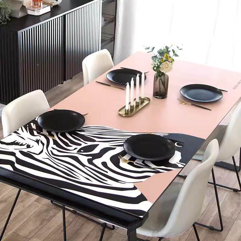 防免洗防水GUX油烫长方形皮革桌防垫轻氛围感客厅茶几奢皮革桌布