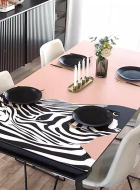 防免洗防水GUX油烫长方形皮革桌防垫轻氛围感客厅茶几奢皮革桌布