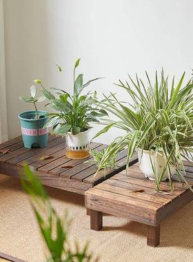 实院矮花架18080户外庭置物架鱼缸底架子台落地防木腐木花盆景摆