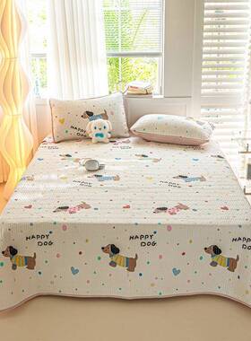 纯棉棉床盖单件四DIZ季通用10全0榻榻夹米棉防滑单人床单三件套