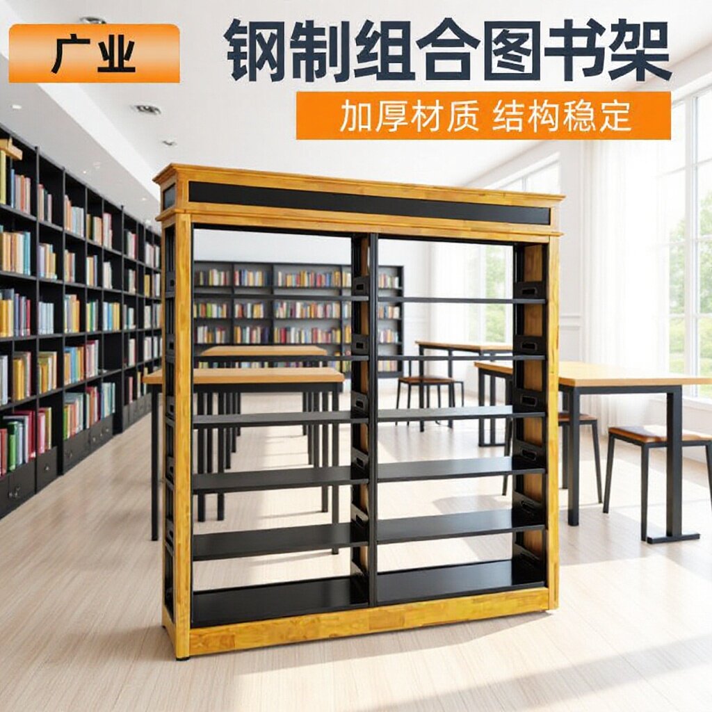 学校图书馆钢制书架阅览室多层资料收纳架厂家杂志双面书柜厂家