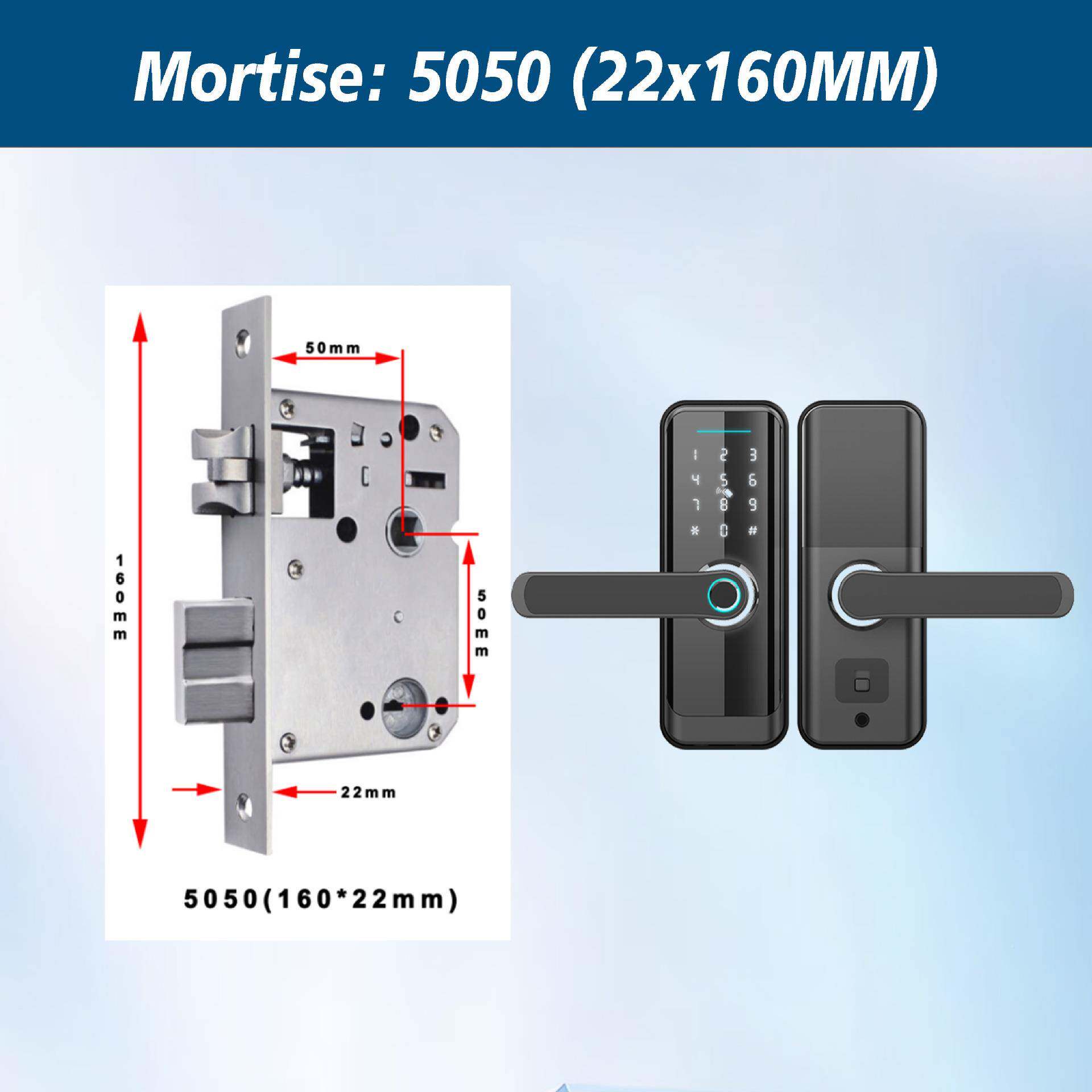 密码免锁atter智能安全锁指纹HF8009锁感应刷卡开孔欧美m门锁小西