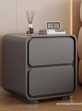 奶风床头皮革柜半边实木免安装家用卧室床头柜VGJ油子小型床窄柜