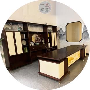 中式 老桌办乌金木高档大班台297板黑檀全实木总裁董事长公家室具