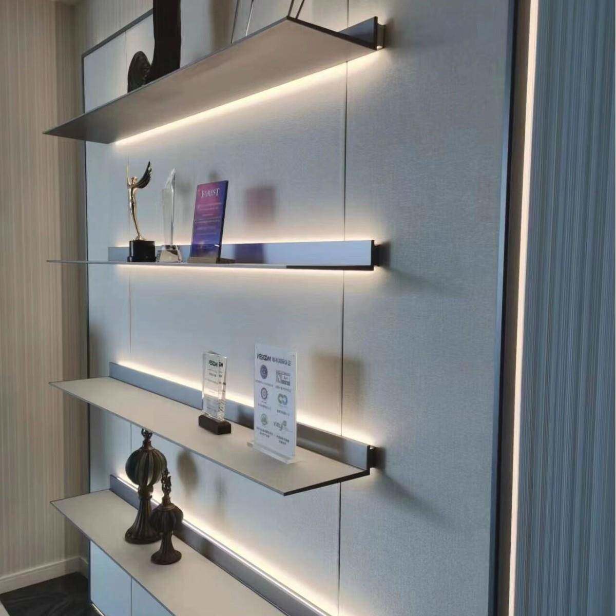 层铝合金板发光LED物架收壁挂墙展示L型搁板置002书架纳带灯金属