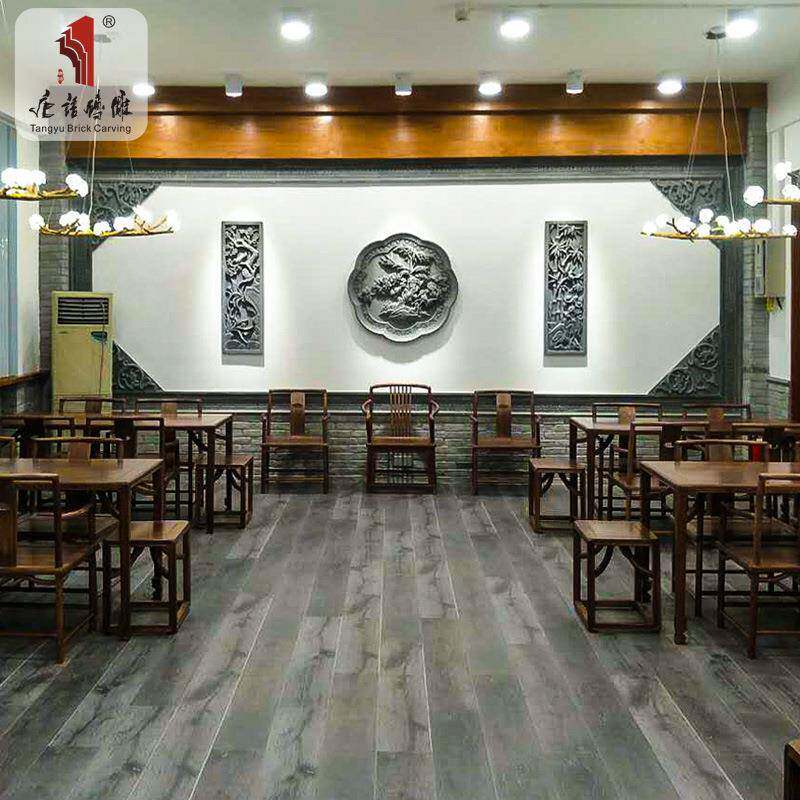 唐语雕仿古青砖式古建四合院浮TCL雕围墙装饰3砖7兰*120cm梅中竹
