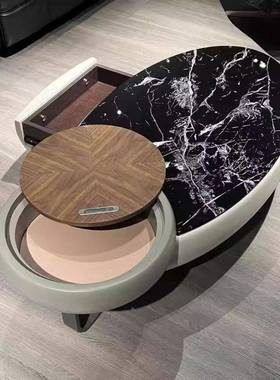 202新圆客形大理5石茶几组合椭圆现代厅轻奢时尚FPO极简圆款型高
