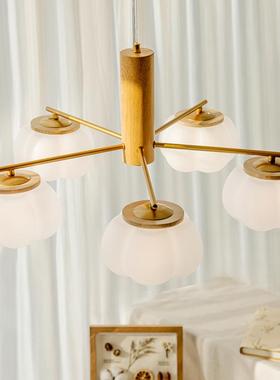 法式灯花奶油风棉客厅吊中古原创木风书022201房卧室温馨儿童房意