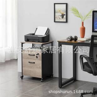 简易钢木框架工位文件柜办公室A4纸资料打印机置物架带锁活动柜