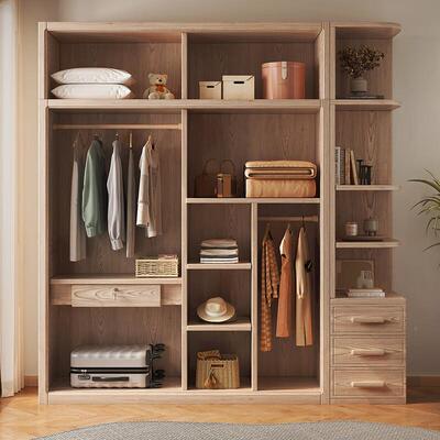 白蜡木实木子推拉门衣柜款新家用卧移室实木柜小户型顶柜衣94047