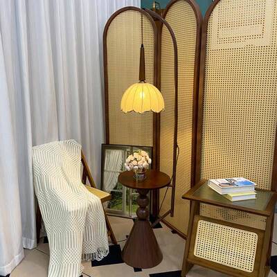 柚lilin子落灯客厅沙立边置物茶几一体中古风复古卧室床头地发柜