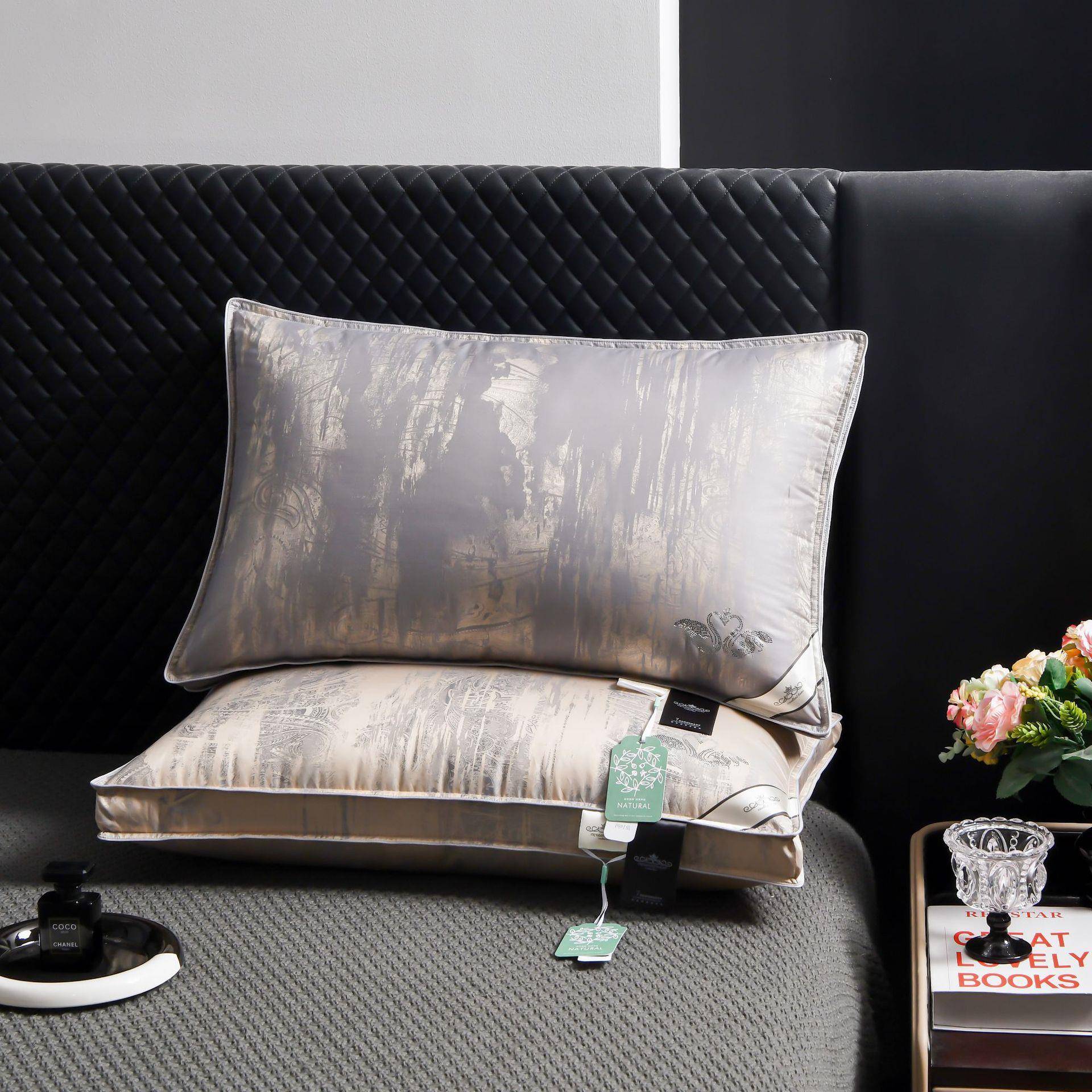 出口款 七星级酒店羽丝绒枕芯 家用柔软仿鹅绒枕头静音单人枕头芯