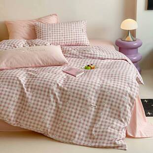 全棉双层纱可爱刺绣床单被罩少女心学生单人1.5/1.8m四季床品