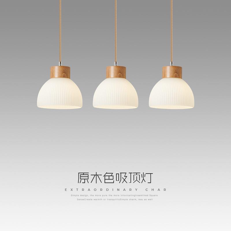 原木餐厅吊灯三头简约现代饭厅餐桌吧台灯创意个性卧室床头小吊灯