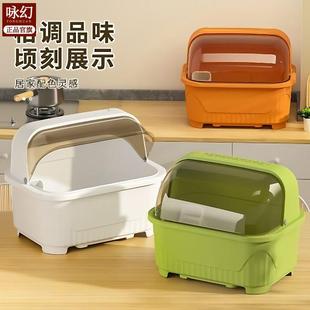 装碗筷收纳盒碗柜厨房餐具柜家用碗碟置物架防尘柜碗箱碗架可沥水