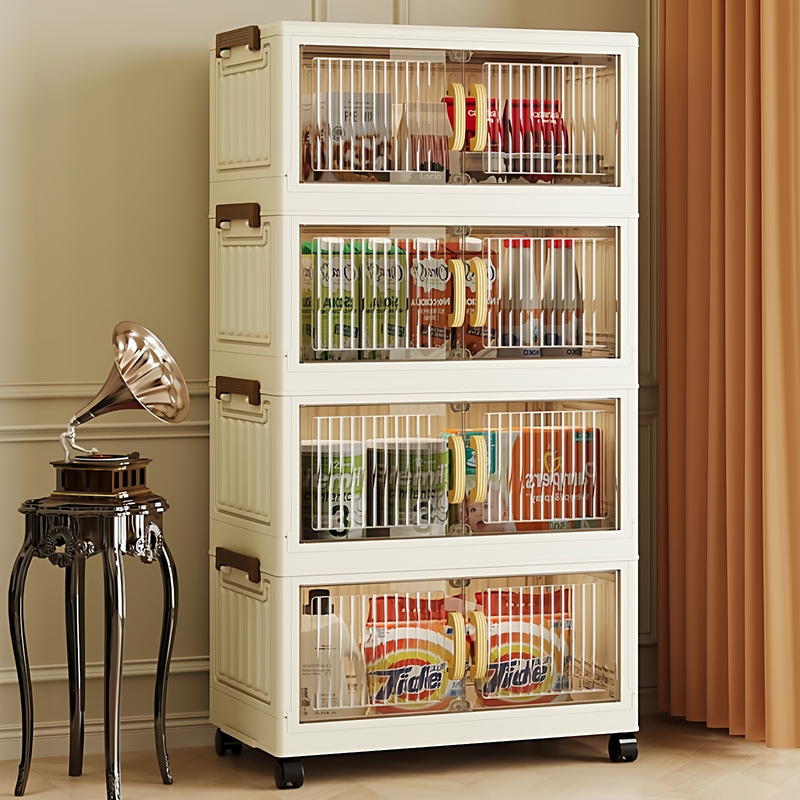 塑料收纳柜折叠衣柜多层储物柜家用卧室厨房杂物整理柜床头柜带轮,厨房/烹饪用具,抹布架/厨房清洁收纳架,淘宝优惠券,粉丝福利购,淘宝优惠卷