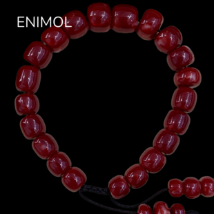 ENIMOL日本aka阿卡深牛血色珊瑚老型桶珠手串 深红 牛血 橘红手链