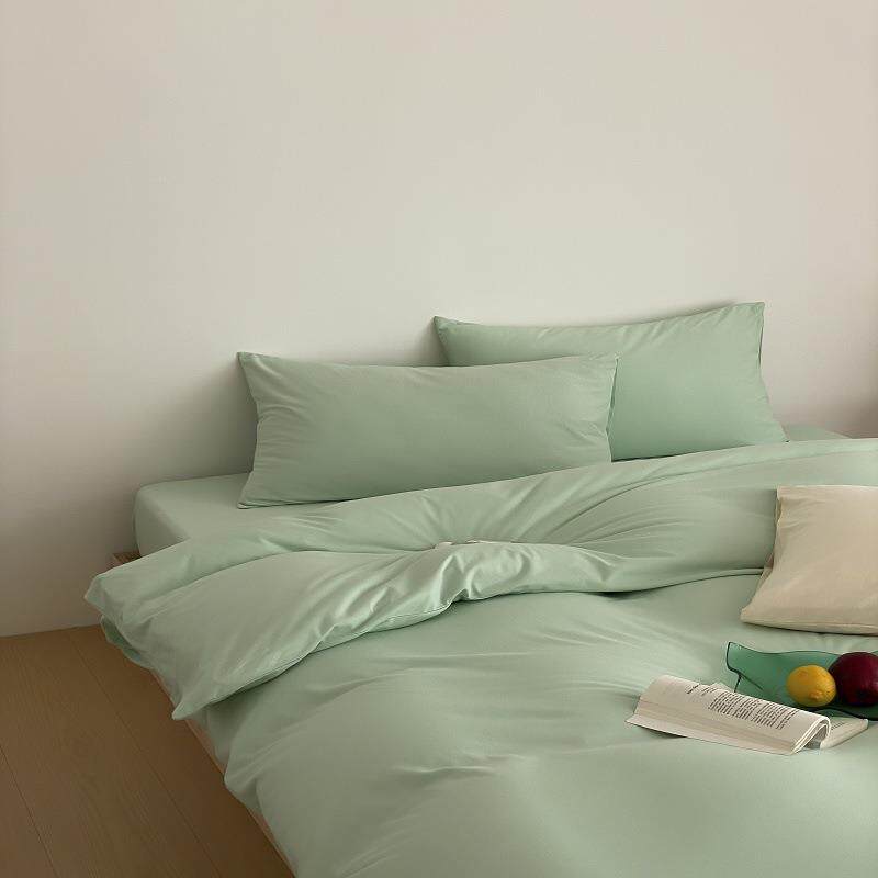 素色被套四件套纯棉针织棉简约大气床单民宿学生床上用品亲肤裸睡