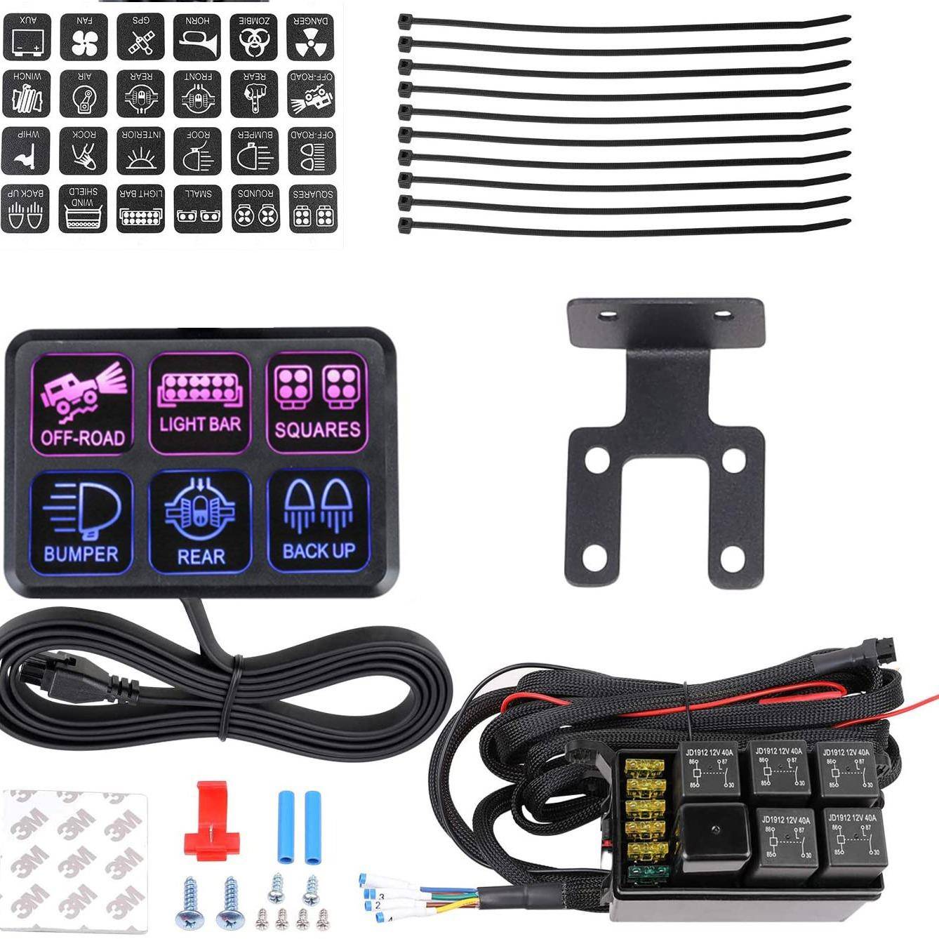 6位开关面板电子继电器系统电路控制盒汽车改装控制器车灯控制盒