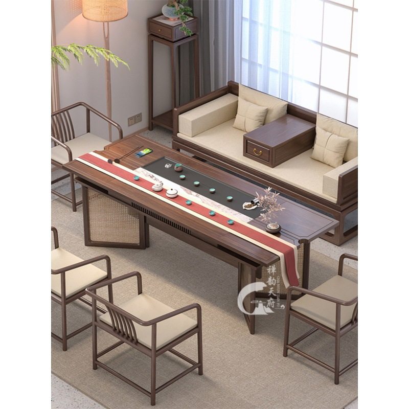 北美黑胡桃新中式茶桌椅组合禅意实木家用茶台茶几罗汉床茶桌套装,商业/办公家具,茶台/茶桌,淘宝优惠券,粉丝福利购,淘宝优惠卷