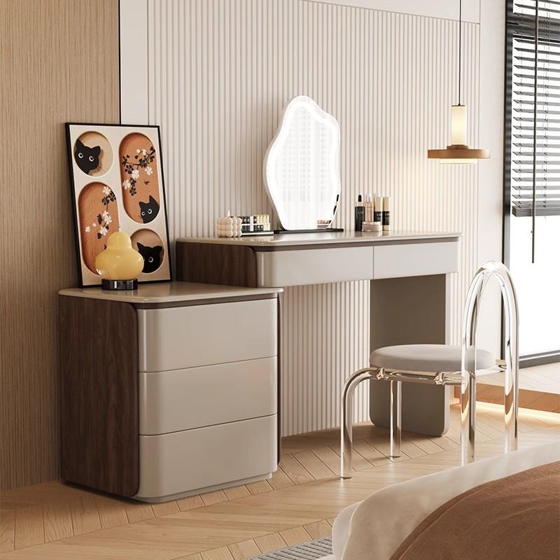 七号公寓 梳妆台斗柜一体意式极简卧室简约小户型伸缩化妆桌实木