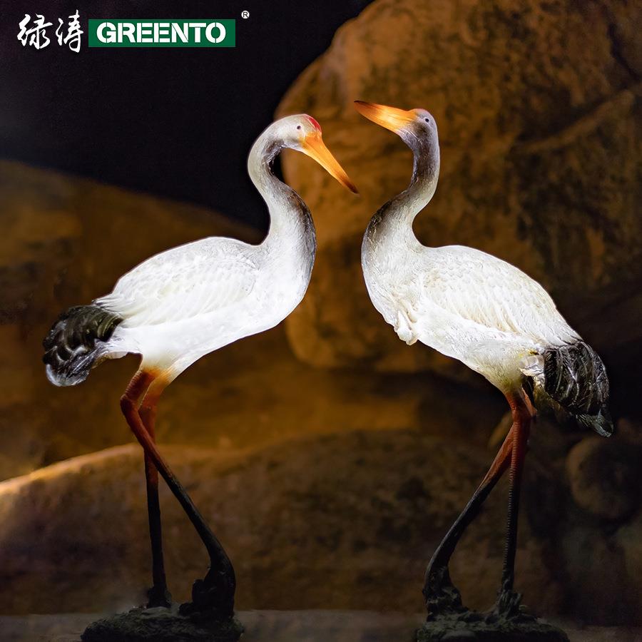 仿真迷你仙鹤灯防水景观灯太阳能户外园林小品灯别墅装饰灯草坪灯