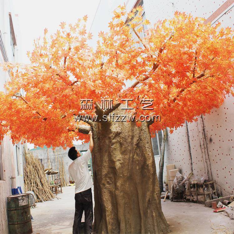 东莞厂家生产仿真植物 人造红枫树榕树工程造型假树塑料大红枫树