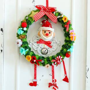 圣诞节挂饰门环花藤装饰场景布置扭扭棒手工编织圣诞树花环挂件