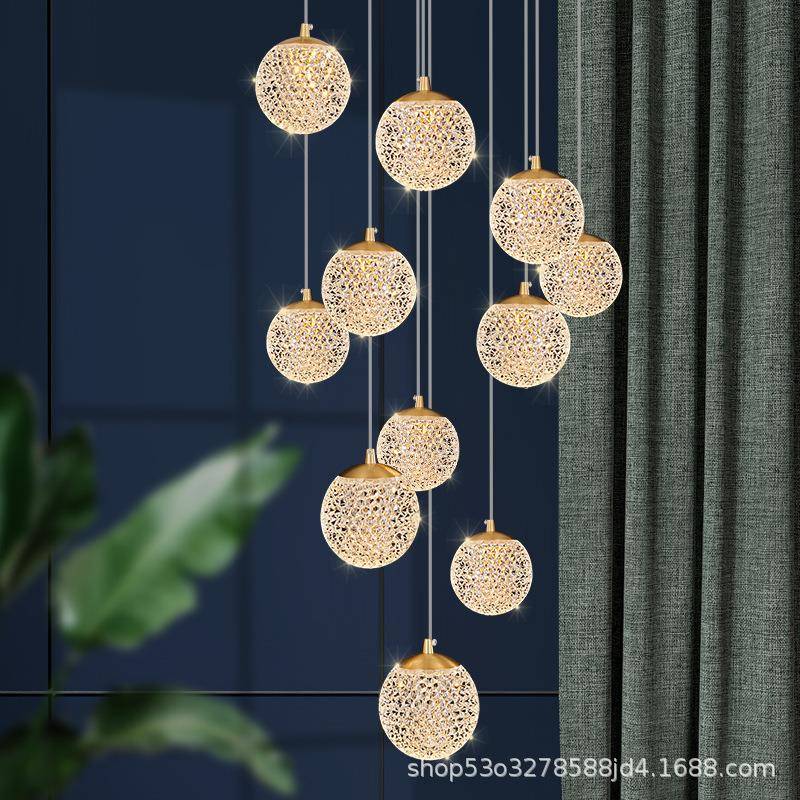 楼梯间长吊灯轻奢别墅复式楼客厅灯现代简约餐厅床头灯2021年新款