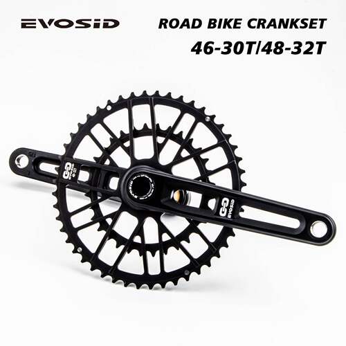 EVOSID公路车曲柄GXP牙盘46-30T 48-32T双链环12速曲柄组GRAVEL
