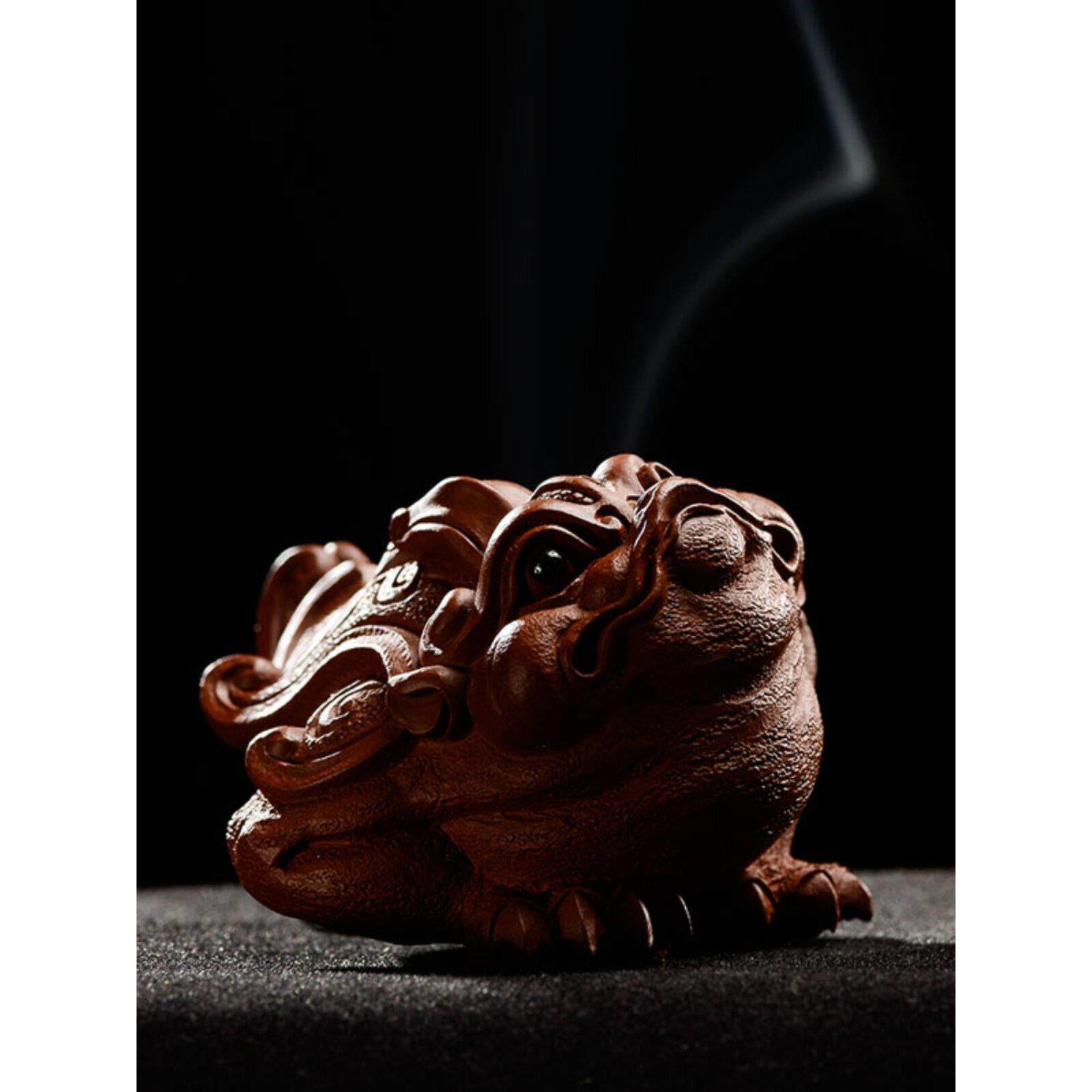 柏年堂 吉柏年 紫砂雕塑茶宠摆件 手工可养招财 金蟾 丹青