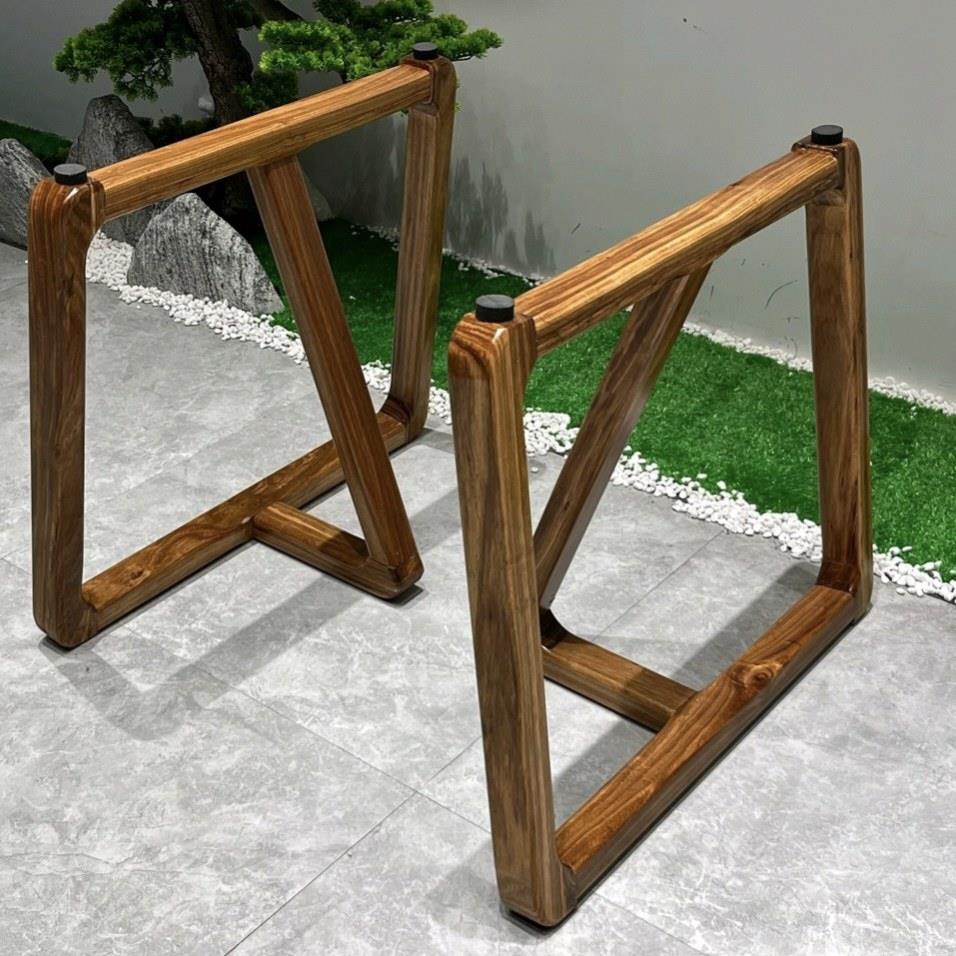 实木支架乌金木茶桌茶几桌子脚大板茶台桌脚奥坎原木三角架餐桌腿