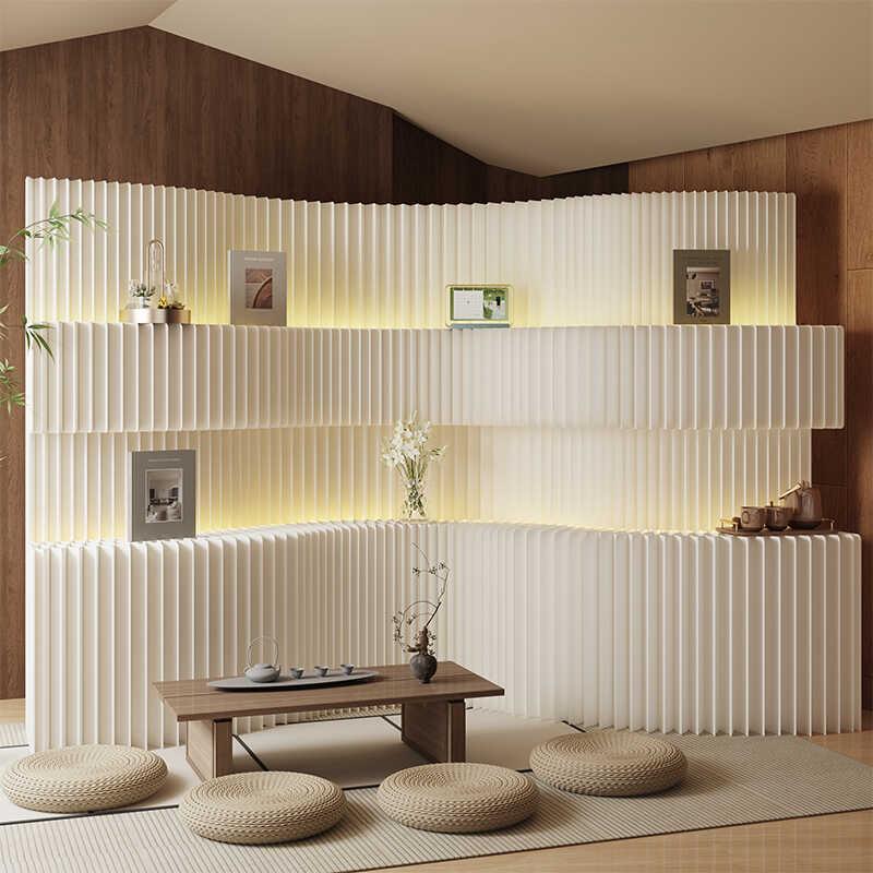 屏风折叠多层置物架隔断挡板商用办公图书馆商场发光纸屏风展示台