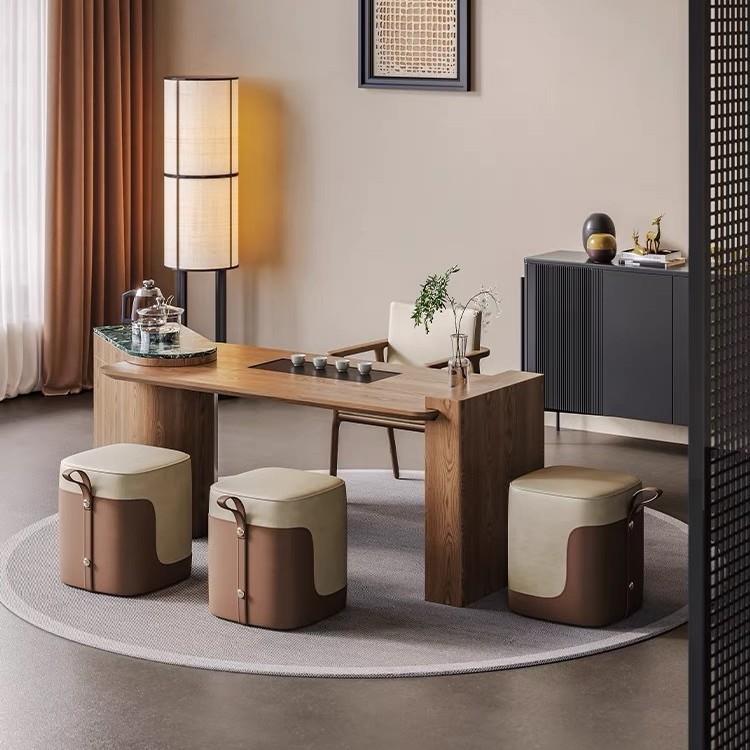 实木轻奢岛台茶桌茶台家用泡茶桌客厅办公室白蜡木阳台小型泡茶台