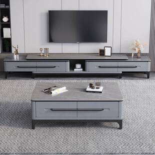 香丽华庭岩板电视柜茶几家用客厅现代简约小户型新款可伸缩电视柜